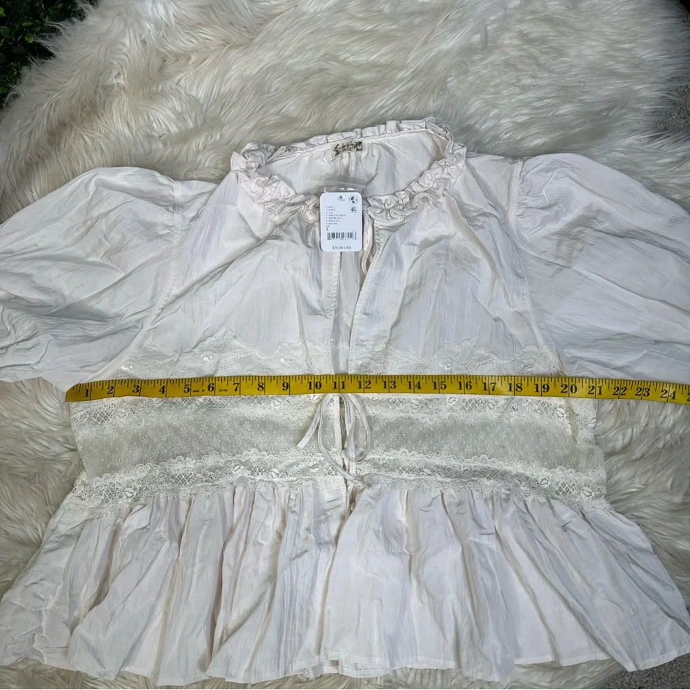 NWT FREE PEOPLE Forever Young Bed Jacket White INTIMATELY TOP LACE IVORY SIZE - Picture 9 of 10